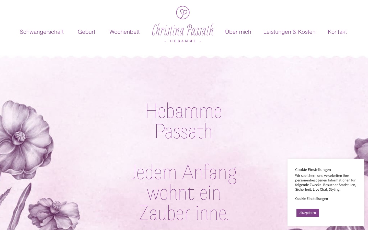Screenshot der Website hebamme-passath.at