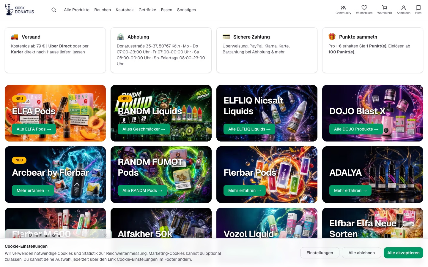 Screenshot der Website kiosk-donatus.de